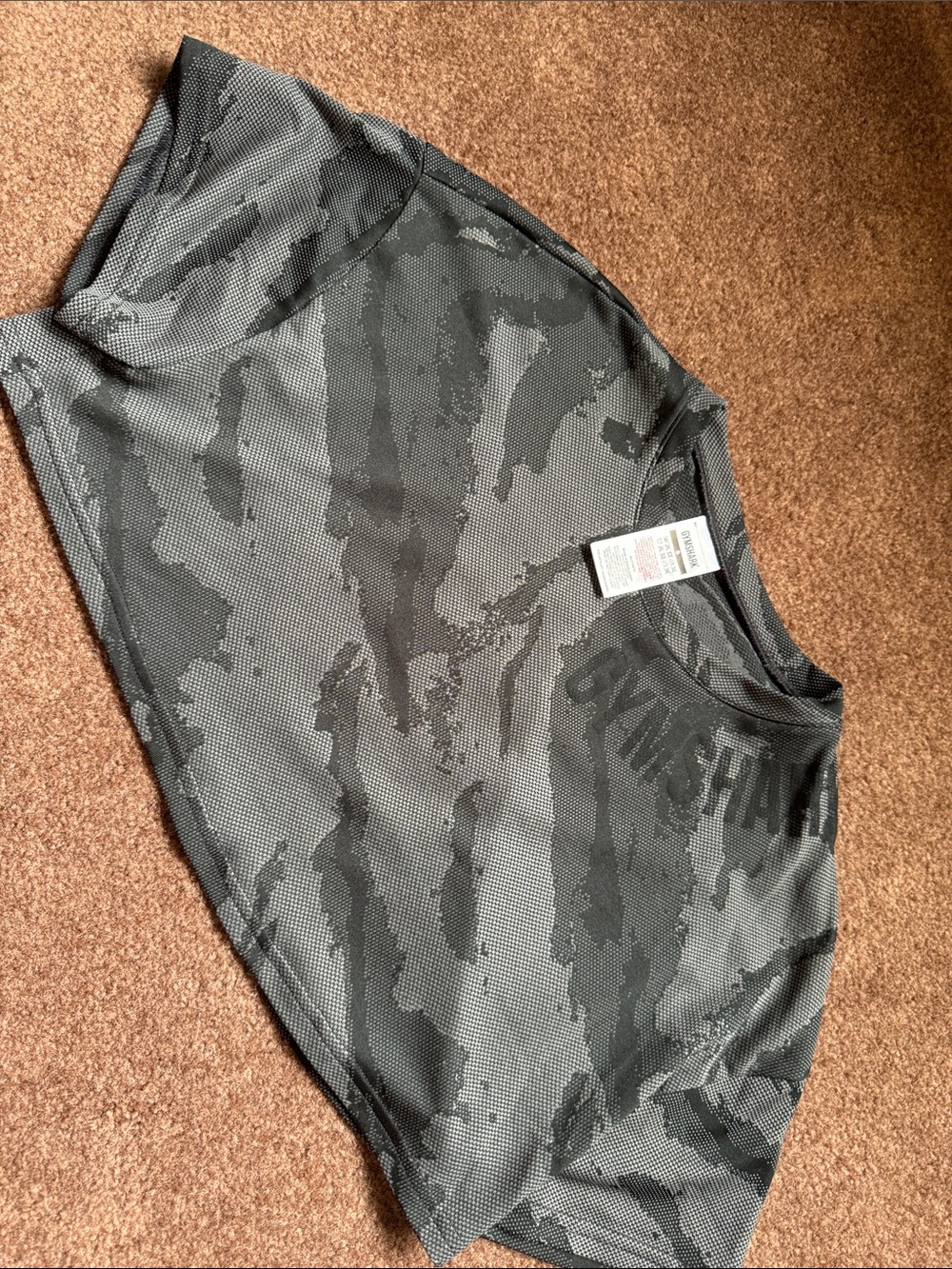 Gymshark Black and Gray Camo Athletic Crop Top